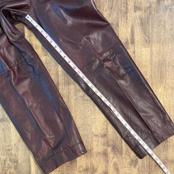 Georgetown Leather Design Women’s VTG 100% Leather Pants Brown Made In Korea 7/8 - Picture 7 of 10